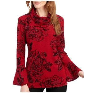 Coco Bianco Floral Mock-Neck Top Size L